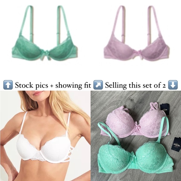 🌟SALE🌟NWT Hollister Gilly Hicks Lace Push Up Balconet Bras Set of 2 - Picture 1 of 11